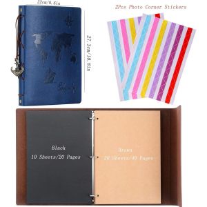 Tianyi-Album Scrapbooking, Voyage Album Photo En Cuir Carte Du Monde Vintage Bricolage Auto-Adhésif Photo Livre Rétro Spéciales Cadeaux D'anniversaire De Saint-Valentin Pour Le Père Copain - Neuf