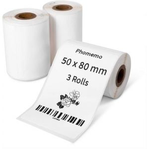ASFASFq-3 rouleaux d'étiquettes M110 étiquettes thermiques autocollantes compatibles avec Phomemo M110 M120 M220 M221 M108 M102 M100 M150 M250 M260,1.96""x3.15""(50x80mm),100 étiquettes/rouleau - Neuf