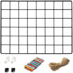 KALANKA-1 panneau mural en fil m&eacute;tallique | D&eacute;coration de maison, bureau et cuisine | Organiseur de rangement en maille et cadre photo | Tableau d'affichage m&eacute;tallique | Tableau m&eacute;mo et photo | Affic - Neuf