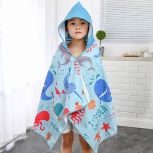 Les Enfants Serviette De Plage, Seche Rapide A Capuchon Serviette De Bain A Capuchon, Serviette De Piscine Pour Les Filles Et Les Gar&ccedil;ons, Les Poulpes Modele - Neuf