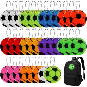 Acdsgd-Lot De 32 Pendentifs R&eacute;flecteurs De Football, R&eacute;flecteur De S&eacute;curit&eacute; Avec Cha&icirc;nes, Porte-Cl&eacute;s Football, Remorque De Football R&eacute;fl&eacute;chissante, Sac &Agrave; Dos, Pour Cartable, Course De Nuit - Neuf
