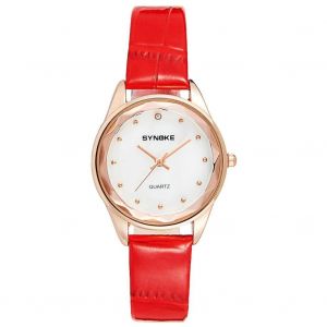 Synoke Femmes Bracelet En Cuir Pu Imperméable Montre Quartz Montre-Bracelet (Rouge) - Neuf