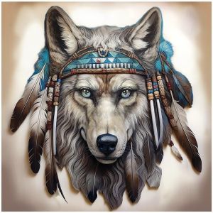 Ayuhr-Ideen Mit Herz 5d Diamond Painting | Diamond Painting Set | Motif: 30x30cm | Toile: 35x35cm | Diy | Pierres Précieuses | Accessoires Inclus | Variations De Conception (Loup Avec Coiffe) - Neuf