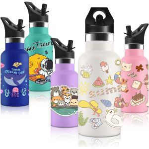 Gourde Isotherme Avec Paille, Gourde Inox Enfant 350ml, Sans Bpa, Garder Au Chaud Pendant 12 Heures, Froid 24 Heures, Convient Aux Garçon, Fille, Écoles, Parc D'attractions - Neuf