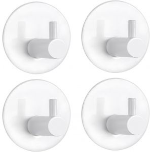 Eryi-Crochet Adhésif, Crochet Mural De Salle De Bains En Acier Inoxydable, Porte Serviette Auto-Adhésifs Pour La Cuisine, Le Salon Et Le Bureau, Anti-Rouille Et Étanche (Blanc 4pcs) - Neuf