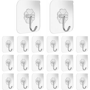 Crochet adhesif mural 20 pièces Crochets autocollants Crochet mural Crochet autocollant extra forts pour salle de bain cuisine salle de bain mur plafond - Neuf