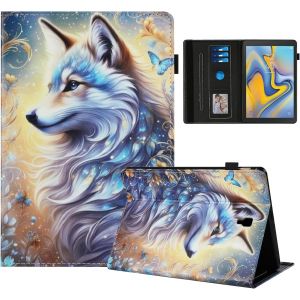 Naeryut-Coque Pour Samsung Galaxy Tab A 10,5 2018 Impression Graphique Housse En Tablette Cuir Pu Protection Pour Samsung Galaxy Tab A 10,5 Pouces 2018 Smt590/T595/T597 Loup Blanc - Neuf