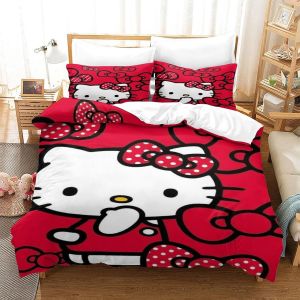 Hello Kitty Housse De Couette Fille Avec Taies D'oreillers Parure De Lit Housses De Couettes Pink Microfibre Avec Fermeture &iquest;&iquest;Clair Parure De Couette P - Neuf