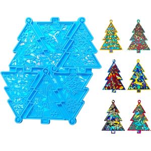 Moules Holographiques En R&eacute;sine Pour Pendentif De No&euml;l, Moufles En Silicone, Moule De Moulage Pour Sapin De No&euml;l, Couronne De No&euml;l, Porte-Cl&eacute;s - Neuf