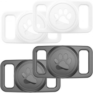 VornixorSarlshop-Lot de 4 &Eacute;tui en Silicone imperm&eacute;able pour AirTag Support de Collier pour Chien et Chat, avec Coque Souple Antichoc Compatible avec Apple AirTag - Neuf