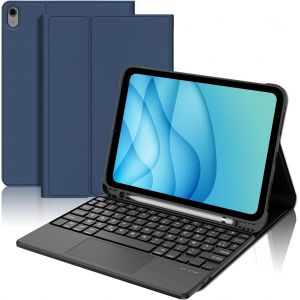 Clavier Avec Trackpad Pour Ipad A16 11/10Eme Generation 2025/2022, Azerty Clavier Avec Pavé Tactile Détachable Sans Fil Clavier Avec Porte-Crayon Pour Ipad 10.9/11 Pouces A16, Bleu - Neuf