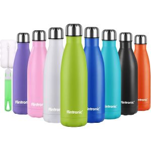 Eryi-Bouteille Isotherme, 500 Ml Bouteille D'eau En Acier Inoxydable, Isolant Sous Vide À Double Paroi, Bouteilles Chaudes/Froides Sans Bpa Et Écologique, Avec 1 Porte-Gobelet Et 1 Brosse - Neuf