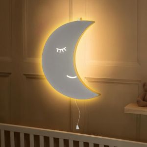 ERYI-Marco Paul - Lumière De Nuit Moderne À Led Blanche En Bois, Alimentée Par Batterie, Décoration Murale Pour Chambre D'Enfant, Idée Cadeau - Neuf