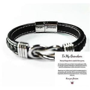 À Mon Fils À Mon Petit-Fils Bracelet,Je T'aime Pour Toujours Bracelet En Cuir Tressé Bracelet Noeud En Cuir Tressé Pour Homme-Je T'aime Pour Toujours-À Mon Petit-Fils - Neuf