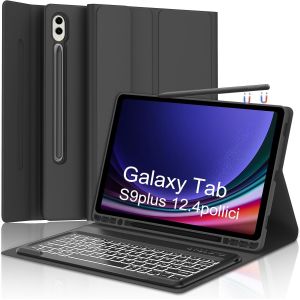 ChenQuanSarl-Clavier Pour Samsung Galaxy Tab S10 Plus 2024,Galaxy Tab S9/S9Fe Plus Clavier 12.4"",Coque Clavier Bluetooth Italien Rétroéclairé Pour Samsung S10+/S9+/S9 Fe+ 12.4 Pouces 2024/2023,Noir - Neuf