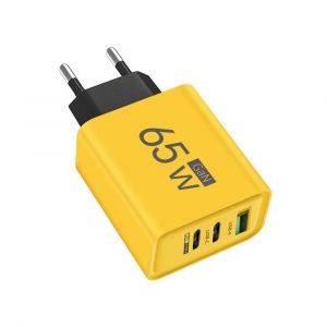 Chargeur Usb &Agrave; 3 Ports Pd Type C,Adaptateur De Charge Rapide Mural,Prise Eu Us Kr,Pour Iphone 16,Xiaomi,Samsung,Huawei--Eu Yellow - Neuf