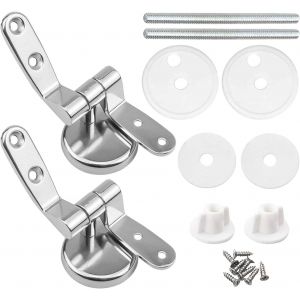 Attaches Charni&egrave;re Abattant WC, Lot de 2 Charni&egrave;res de Rechange pour Lunette de Toilette avec Fixations en Alliage de Zinc - Neuf