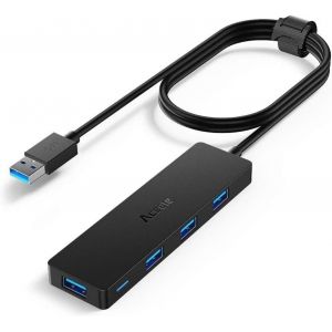 SUBZONAL-Data Hub 4 Ports USB 3.0 Ultra Fin avec c&acirc;ble &eacute;tendu de 120cm/4ft - Hub USB 3.0 pour Macbook, Mac Pro/Mini, iMac, Surface Pro, XPS, Notebook PC, cl&eacute;s USB, disques durs externes, etc. - Neuf