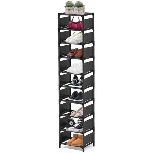 KGABERY-Étagère À Chaussures,10 Niveaux Étroits,Verticaux,Pour Placard,Entrée,Garage,Chambre À Coucher,Vestiaire Noir - Neuf