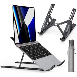 Support Ordinateur Portable,Support PC Portable Pliable à Surélever 6 Angles Réglable,Antidérapant en Aluminium Ventilé Stand Compatible avec Laptop,Tablet -Noir - Neuf