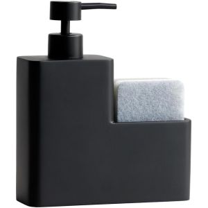 ERYI-Distributeur De Savon Noir, Distributeur De Savon Pour Lave-Vaisselle, Capacité : 450 Ml, Évier, Décoration De Salle De Bain, Résine, 16,3 X 5,5 X 19 Cm (Noir), Zw2023700 - Neuf
