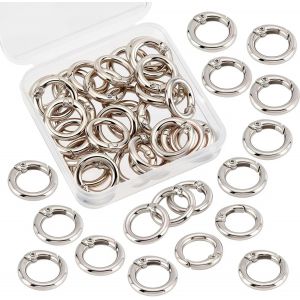 ERYI-32 Pcs Printemps O Anneaux Argent Rond Mousqueton Clip Fendu En Alliage De Zinc Mousqueton Métal Pince Fermoir Porte-Clés Boucle Déclencheur Pour Sac Bourse Sac À Main Sangle Artisanat Diy - Neuf