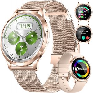 Montre Connect&eacute;e Femme Avec Appel Bluetooth,1.32'' Amoled Display Montre De Fitness Avec 110+ Modes Sport/Fr&eacute;quence Cardiaque/Cycle Menstruel/Sommeil,Ip68 Etanche Pour Ios Android - Neuf