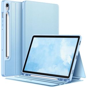 JGD-Coque pour Samsung Galaxy Tab S10 Lite 10.9 Pouces 2025 et Galaxy Tab S10 FE/S9 FE 10.9&iquest;/S9 11&iquest;, Mat&eacute;riau Texture de Qualit&eacute;, Etui Multipositions avec Porte-Stylet, Bleu Clair - Neuf