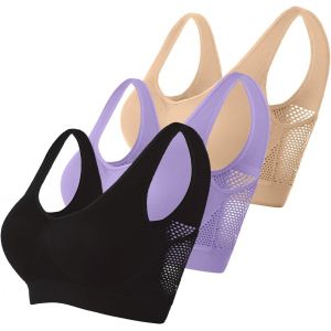 Padded Bras For Women Moderate Impact Plus Size Generous Chest Push-Up Seamless Breathable Yoga Running Crop Top.[F395] - Neuf