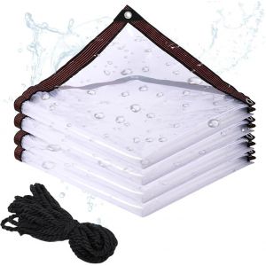 CFUS-Bâche Transparente avec Oeillets, 2x3 m Plastique Serre avec Impermeable Terrasse, Bâche Imperméable Transparente avec Oeillets pour Extérieur, Plantes, Serre, Nichoir pour Animaux de Compagnie - Neuf