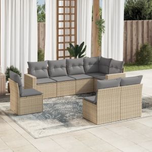 Prolenta Premium - Salon De Jardin Avec Coussins 8 Pcs Beige R&eacute;sine Tress&eacute;e - Neuf