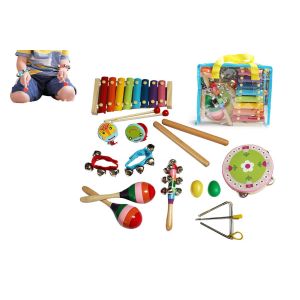 Ensemble de 14 instruments de musique en bois pour enfants - Jouets de percussion avec sac de transport - Neuf