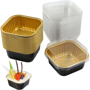 Loranka-Moules Souffl&eacute; P&acirc;tisserie Papier D'aluminium - Caissettes Cupcakes Muffins M&eacute;talliques Bol Pour Mini Tasse Aluminium Cuisson Four Tarte Flanelle Dessert G&acirc;teau Pudding Gel&eacute;e Traiteur F&ecirc;te,30 - Neuf