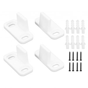 HJLIAN Lot de 2 butees de porte de grange en acier carbone et plastique blanc, accessoires de quincaillerie adaptes aux armoires de dortoirs et d'hotels - Neuf