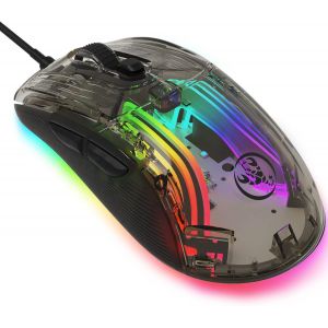 DDA-Souris transparente 383 PRO X400, souris de jeu filaire ultra légère, 13 souris rétroéclairées RVB, 6 DPI réglables 12800 Marco, modèle optique USB Aerox pour Win10/Xbox/PS4/PS5/Mac/HP/Acer - Neuf