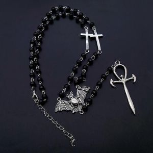 Vampire Ankh Chapelet Occulte Vamp Goth Ankh Perles Chauve-Souris Gothique Vampire Vampirique Perlé Égyptien Tradgoth Bijoux Cadeau Fait À La Main - Neuf