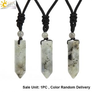 Collier Tendance Pour Hommes Et Femmes, Pendentif En Pierre Naturelle, Loup, Requin, Dent, Am&eacute;thyste, ?il De Tigre, Cristal, Obsidienne Noire, H247--Labradorite - Neuf