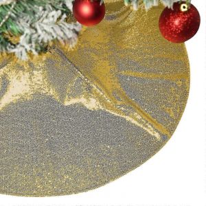Jupe de sapin de No&euml;l en velours &agrave; paillettes de 61 cm (24 pouces), d&eacute;coration int&eacute;rieure de No&euml;l, dor&eacute;e - Neuf