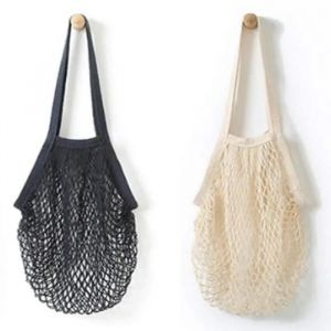 2Pcs Sac En Filet A Mailles En Coton Reutilisable Portable Organisateur Sac A Main De Courses Sac A Main Sac De Stockage De Courses - Neuf
