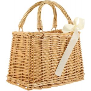 SJZG-Corbeille &Agrave; Fleurs Tress&eacute;e &Agrave; Main Tiss&eacute; Carr&eacute; De Plage En Paille Cabas Panier &Agrave; Bandouli&egrave;re En Rotin Panier Bolga Africain Fleuriste Osier Manquer Panier En Rotin - Neuf