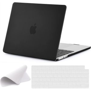 Coque Compatible Avec Macbook Air 13 Pouces M4 M3 M2 2025 2024 2022 (A3240 A3113 A2681) Avec Touch Id, Mac 13 Housse Rigide Plastique, Protection Clavier, Chiffons De Polissage - Noir Mat - Neuf