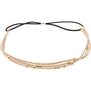 Bandeau Cheveux Femme Noir - Headband Perles Dor&eacute; Et Su&eacute;dine Aspect Velours - Bandeau Fin Taille Unique - Headband Mariage Vintage - Look Original Boho, Boh&egrave;me, Hippie Chic - Neuf