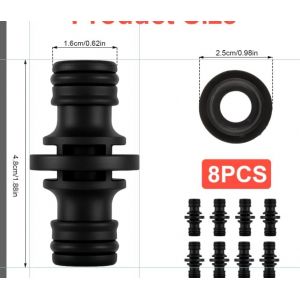 ASFASFq-8 Pièces Raccords Double Pour Tuyau D'Arrosage, Connecteurs 1/2 Pouce Noir, raccordement pour une connexion sûre des tuyaux, Extension Coupleur Agriculture, Arrosage Gazon Et Jardin - Neuf