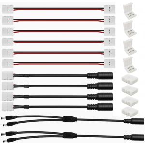 Kit Connecteurs 3528 2835 Led, 6 X 2 Pin Connecteur Led Bande Flexible Câble Adaptateur Jumper 8 Mm, 8 X Connecteurs Gapless, 2 X 5,5 Mm X 2,1 Mm Câble Répartiteur, 4 X Dc Connecteur - Neuf
