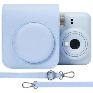 PU Housse de Protection en Cuir pour Fujifilm instax Mini 12/11 Instant Film Camera Sac de Voyage avec bandouli&egrave;re r&eacute;glable (Bleu p&acirc;le,Coque de Protection Uniquement) - Neuf