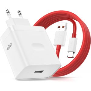 80w Chargeur Rapide Avec Câble Usb C 1m Supervooc Charge Pour Oneplus 13 12 12r 11 10 9 Pro Nord 2t Ce 3 2 Lite Chargeur Rapide Charge Vooc Avec Câble Usb Type-C Pour Oppo Find X5 X3/2 Neo/Reno10/8/7 - Neuf