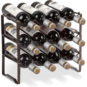 &Eacute;tag&egrave;re &Agrave; Vin Empilable En M&eacute;tal Pour 12 Bouteilles Pour Cave,Bar Et Espace De Stockage,Bouteilles Extensibles Modulaires Stables Et Stockage De Vin (3 Niveaux) - Neuf