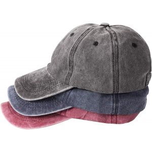 3 Pi&egrave;ces Chapeau De Base-Ball Vintage En Coton Lav&eacute;, Casquettes R&eacute;tro Ajustables Unisexe Pour Homme/Femme/Adolescent, Couleurs Noire, Bleue Et Bordeaux, Id&eacute;al En Cadeau Pour Anniversaire Ou No&euml;l - Neuf