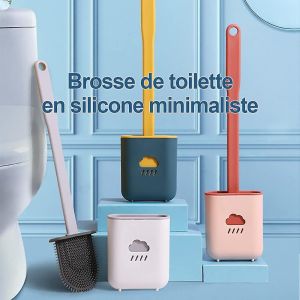 Ensemble de brosses WC en silicone de qualit&eacute; sup&eacute;rieure : 2 brosses durables pour un nettoyage efficace des toilettes, lavabos et autres - Neuf