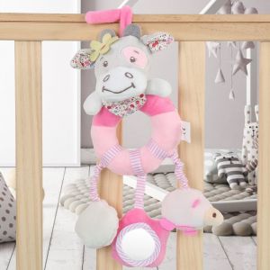 Lit bebe, poussette, jouet educatif en peluche (bebe rose) - Neuf